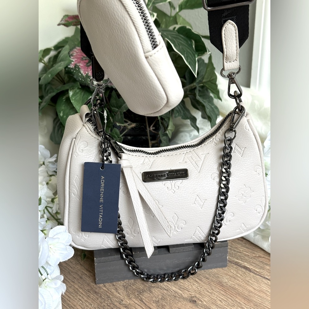 Adrienne Vittadini VL Taupe Downtown Diva Guitar Strap Hobo Crossbody - NWT - Picture 3 of 10